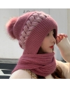 Thermal Scarf with Pom Beanie Hat